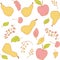 Vector pattern of colorfull pears, apples and berries