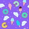 Vector pattern with cute donuts and ice cream.