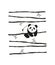 Vector pattern cute little Panda bear hanging on a branch on striped background.Typography for abstract printing T-shirts