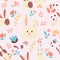 vector pattern with cute rabbit with long ears. flat illustration of pattern with little rabbit