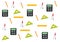 Vector pattern with education and math icons stock