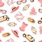 Vector pattern of fashion objects and trendy accessories