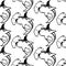 Vector pattern with hand drawn illustration of hammerhead shark isolated.