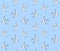 Vector pattern of hand drawn swallow on blue