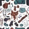 Vector pattern. Illustrations on the equestrian equipment theme