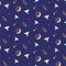 Vector pattern with luna moth, stars, moon