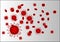 Vector pattern made of Red Coronavirus cells on a grey background