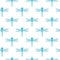 Vector pattern with many light blue dragonflies on white background.