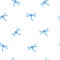 Vector pattern with many light blue dragonflies on white background. Seamless pattern can be used for wallpaper, pattern