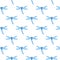 Vector pattern with many light blue dragonflies on white background. Seamless pattern can be used for wallpaper, pattern fills,