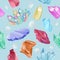 Vector pattern minerals, crystals, gems, diamond
