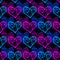 Vector pattern with neon polygonal hearts.