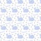 Vector pattern of ornament pattern with blue rabbit hare and blue letters and gray heart font pet protection animal on white backg