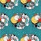 Vector pattern with panda and cookie