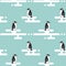 Vector pattern with penguins standing on glacier