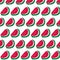 vector pattern of quarter watermelon in doodle style