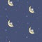 Vector pattern with sleeping koalas , star sky. Dark blue childish repeated ornament for textile print, wrapping paper