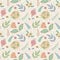 Vector pattern with spring doodle flowers and leaves.