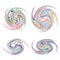 Vector pattern of swirling texture on white background. Collection of cute cheerful multicolored stylized whirlpools
