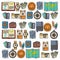 Vector pattern with travel icons. Get ready for adventures and travel. Hot air balloon, suitcase, airplane. Great