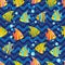 Vector Pattern with underwater design and funny sea creatures