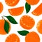 Vector pattern of watercolor orange fruits, hand drawn