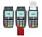 Vector payment machine and credit card. POS terminal confirms the payment by debit credit card, invoce. Vector