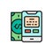 Vector payments methods, POS terminal, banking, credit card flat color line icon