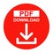 Vector Pdf file download button red color icon