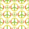 Vector peace symbol made of hippie theme pacifism sign style seamless pattern ornamental background.