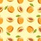 Vector peach seamless pattern yellow background