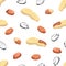 Vector Peanut seamless pattern. Color cartoon flat illustration of nuts on  white background.