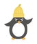 Vector penguin in yellow hat.