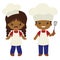 Vector People of Color Cookout Grill Cooks Boy and Girl Illustrations