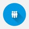 Vector people icon. People chat interaction symbol icon on blue background. Flat image with long shadow