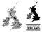 Vector People Mosaic Map of Great Britain and Ireland and Solid Map