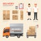 Vector people set delivery shipping service job character icons
