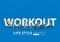 Vector people workout life style idea concept with flat big letters in line city landscape