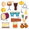 Vector percussion musical instruments flat style