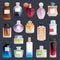 Vector perfume fashion container bottle pack template smell spray illustration perfume shop symbols elegant merchandise