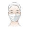 Vector person wearing disposable medical surgical face mask to protect against high air toxic pollution city