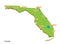 Vector perspective geographical map of Florida with larger cities