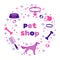 Vector Pet shop, vet, shelter Animal Dog tracks