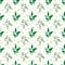 Vector petal green leafs with polka dots seamless
