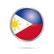 Vector Philippines flag in glass button style.