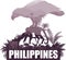 Vector Philippines illustration with philippine Eagle and monkey in rainforest