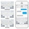 Vector phone chat interface. Sms messenger. Mobile phone virtual keyboards: English, Korean, German, Russian alphabet