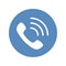 Vector phone icon, handset with waves as phone call sign in flat style placed in blue circle.Telephone symbol