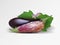 Vector photo-realistic fresh aubergine on a transparent background. 3D eggplant illustration.
