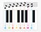 Vector piano keys and notes